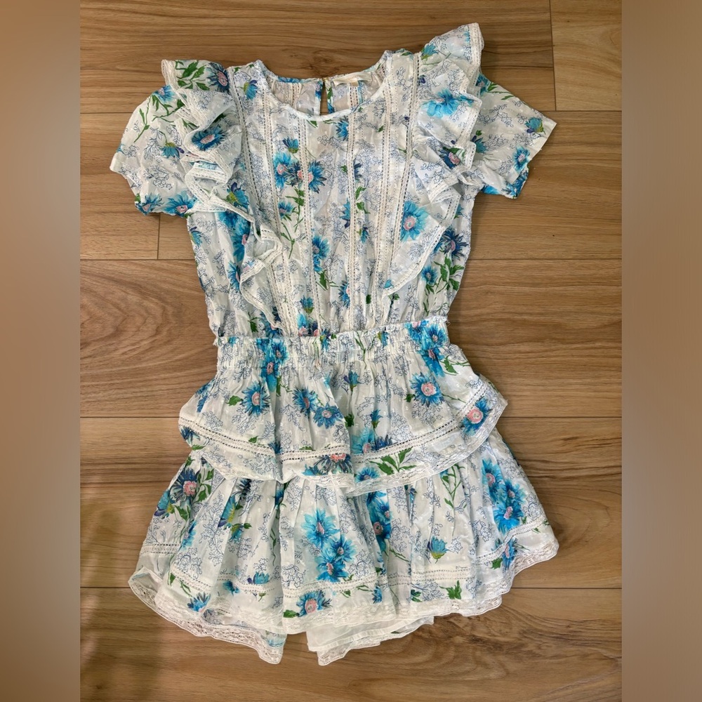 LoveShackFancy Natasha Mini Dress in Blueberry Cloud